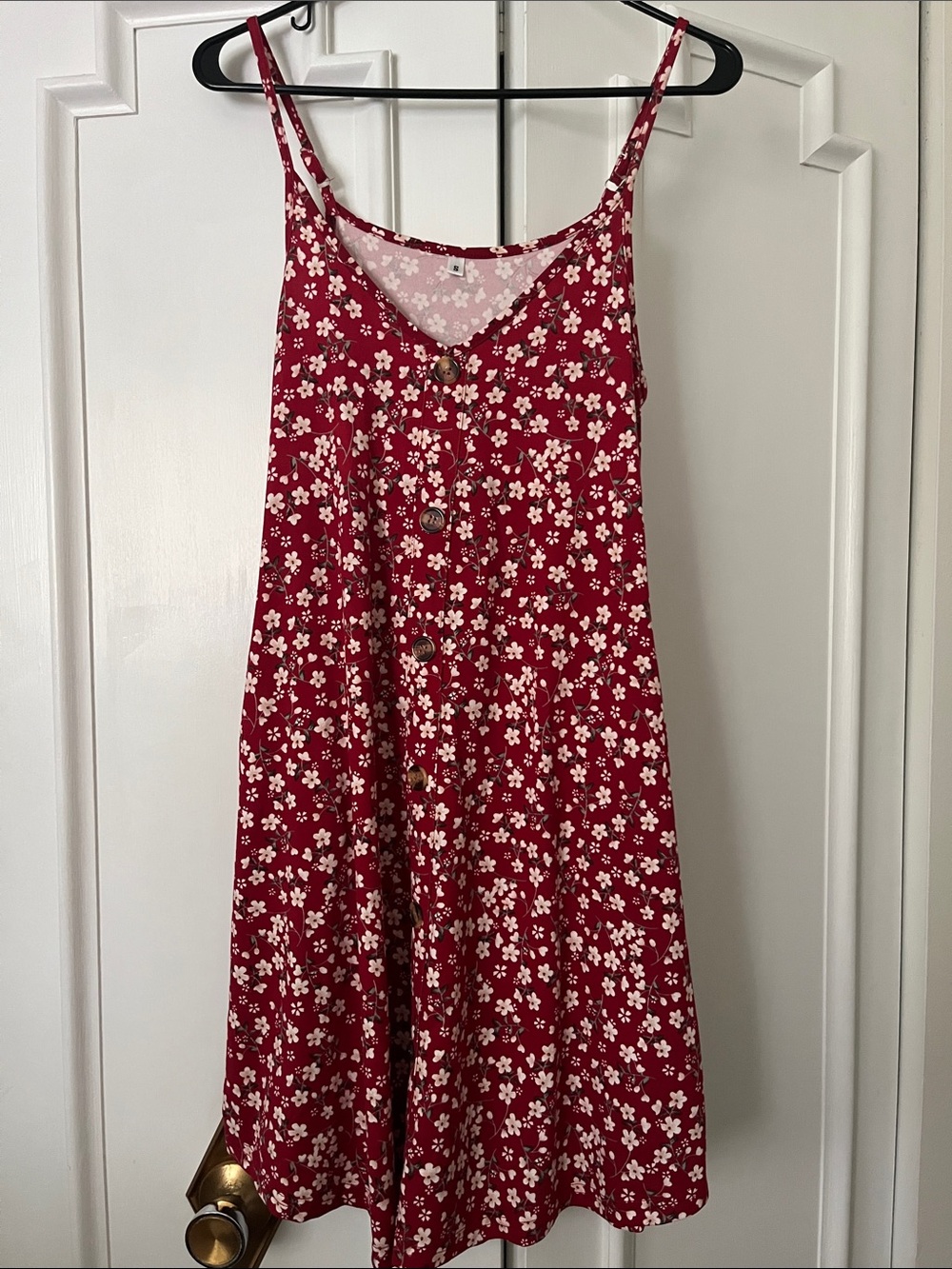 Red Floral Button-Front Sundress